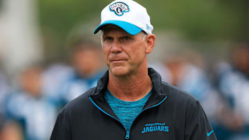 Jacksonville Jaguars Manager Trent Baalke walks off the field during the third day of an NFL football training camp practice Friday, July 26, 2024 at EverBank Stadium’s Miller Electric Center in Jacksonville, Fla.