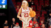 Nebraska guard Britt Prince dribbles the ball up the court against Creighton.