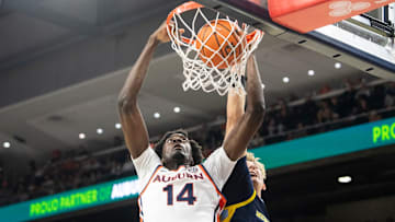 Emeka Opurum recorded 11 points and four rebounds against Merrimack.