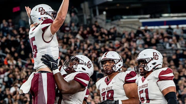 Don Bosco plays St. Peter's Prep in a football game at MetLife Stadium East Rutherford, NJ on Friday September 30, 2022. Don Bosco celebrates after scoring a touchdown.

Football Don Bosco Plays St Peter S Prep