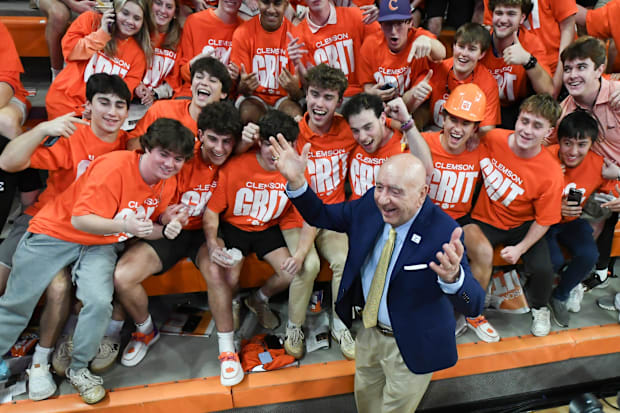 Clemson fans welcome Vitale before a game in February.