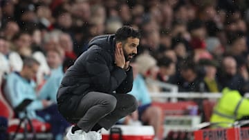 Ruben Amorim cuts a frustrated figure on the touchline.