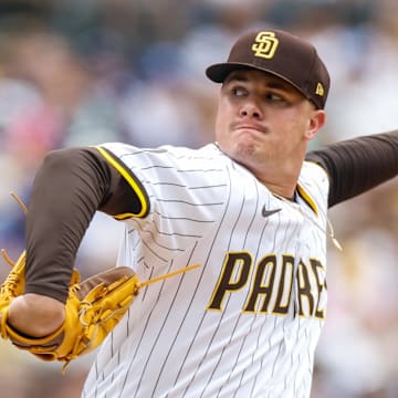 Adrian Morejon, an All-Star for the first time this year, pitches against the Dodgers.
