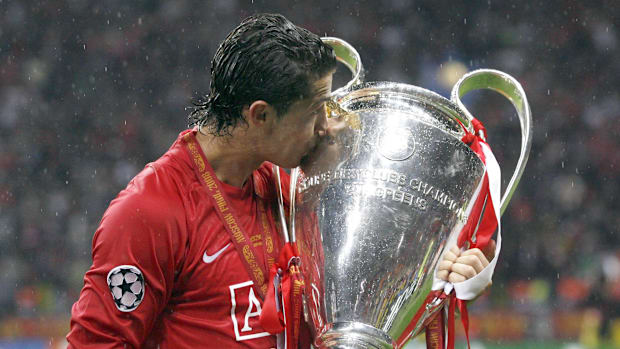 Ronaldo with the Champions League trophy in 2008.
