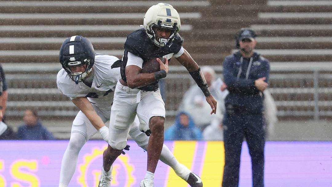 Penn State Nittany Lions running back Quinton Martin Jr. (25) runs with the ball during practice at Beaver Stadium. Penn State Nittany Lions running back Quinton Martin Jr. (25) runs with the ball during practice at Beaver Stadium.