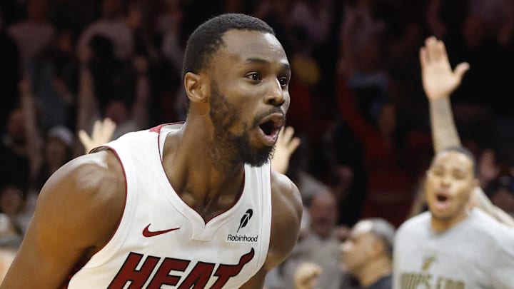 Miami Heat forward Andrew Wiggins (22) reacts  (Mandatory Credit: Rhona Wise-Imagn Images)