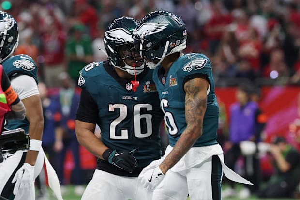 Former Alabama Crimson Tide wide receiver DeVonta Smith of the Philadelphia Eagles in Super Bowl LIX.