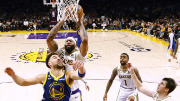 Anthony Davis, D'Angelo Russell, and Austin Reaves, Los Angeles Lakers