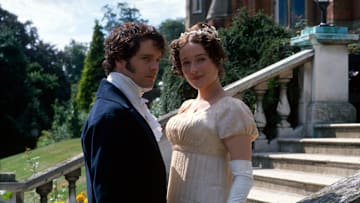 Jennifer Ehle as Elizabeth Bennet and Colin Firth as Mr Fitzwilliam Darcy in Pride and Prejudice 