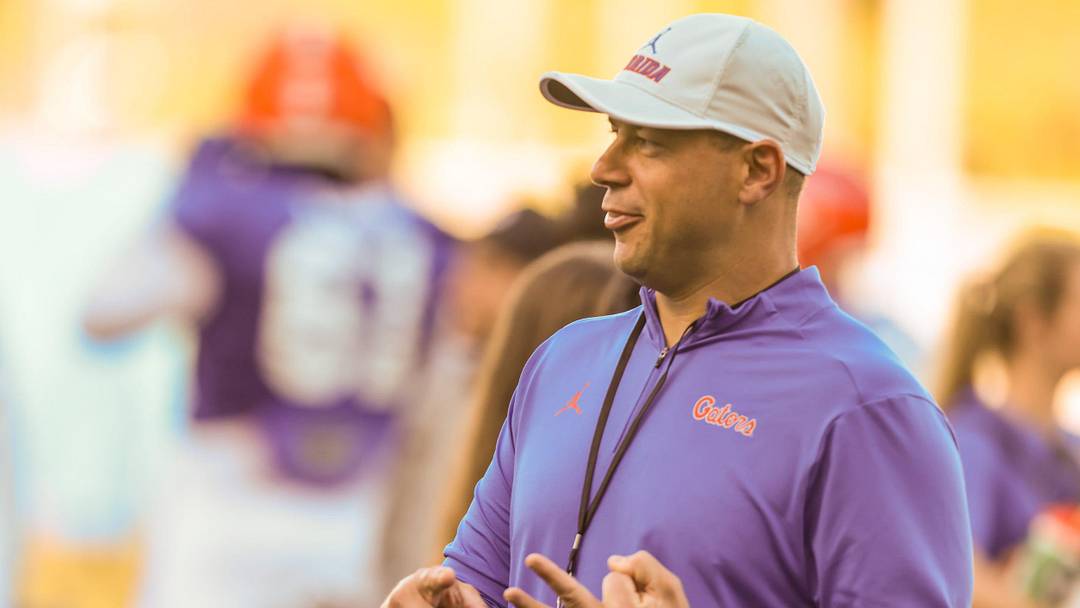 Florida head coach Jon Sumrall keeps on eye drills during UF spring practice at Sanders Practice Fields in Gainesville, FL on Tuesday, March 10, 2026. [Alan Youngblood/Gainesville Sun]