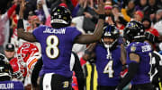Jan 28, 2024; Baltimore Ravens quarterback Lamar Jackson (8) 