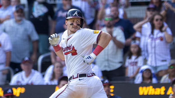 Atlanta Braves catcher Sean Murphy watches the game-winning run come in as the Braves took two of three from the Blue Jays.