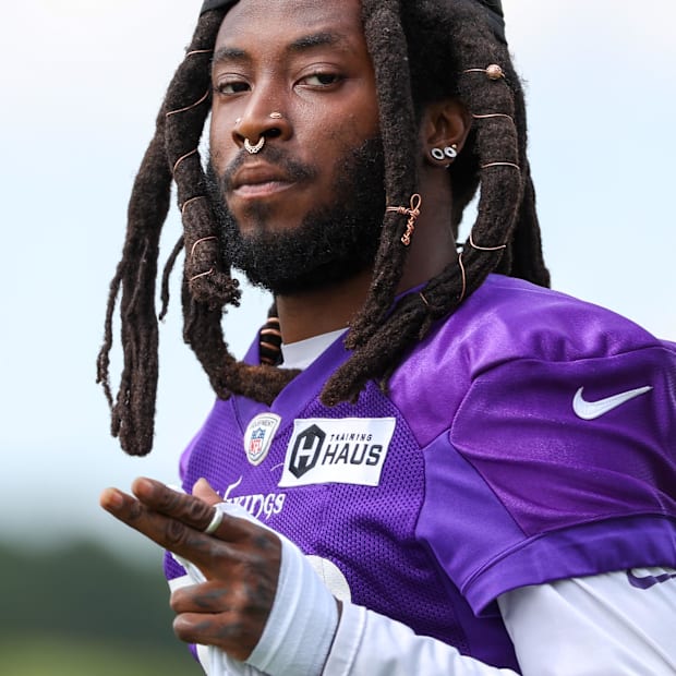 Minnesota Vikings cornerback Harrison Hand looks on at TCO Performance Center. 