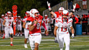 Jayson Dyer (8) and the Barnstable football squad enter the rankings this week. The Red Hawks will host seventh-seeded North Attleborough in the MIAA Division III quarterfinals.