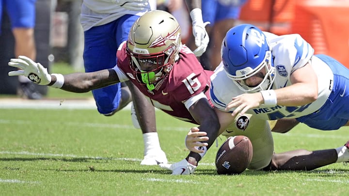 Florida State committed three turnovers in its 20–12 loss to Memphis on Saturday.