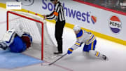 Scott Wedgewood was hurt in goal while Buffalo scored.