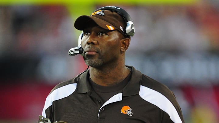 Cleveland Browns offensive line coach George Warhop