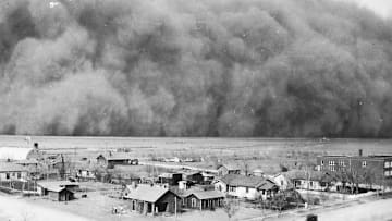 The tiny town of Rolla, Kansas, is about to be enveloped in the Black Sunday dust storm on April 14, 1935.
