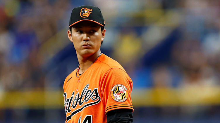 Shintaro Fujinami takes the mound for the Baltimore Orioles