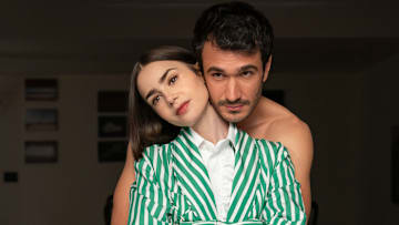 Emily in Paris. (L to R) Lily Collins as Emily, Eugenio Franceschini as Marcello in Emily in Paris