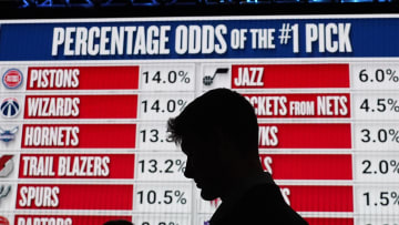 May 12, 2024; Chicago, IL, USA; Duke University’s 
Kyle Filipowski at the 2024 NBA Draft Lottery at