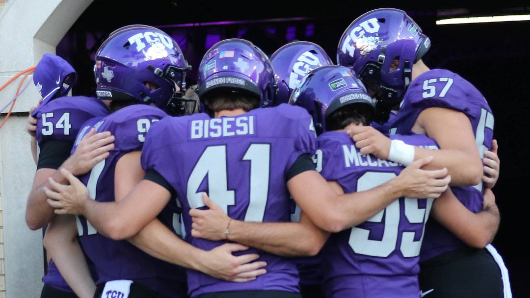 Horned Frogs' special teams huddle during the 63-7 victory over Grambling State Horned Frogs' special teams huddle during the 63-7 victory over Grambling State