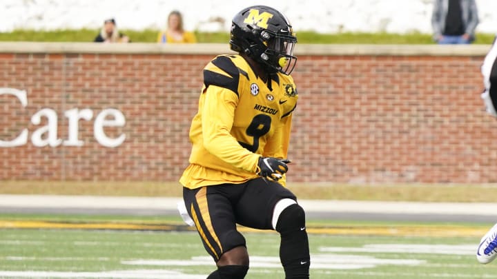 Oct 24, 2020; Columbia, Missouri, USA; Missouri Tigers safety Tyree Gillespie (9) against the Kentucky Wildcats at Faurot Field at Memorial Stadium. Mandatory Credit: Jay Biggerstaff-USA TODAY Sports