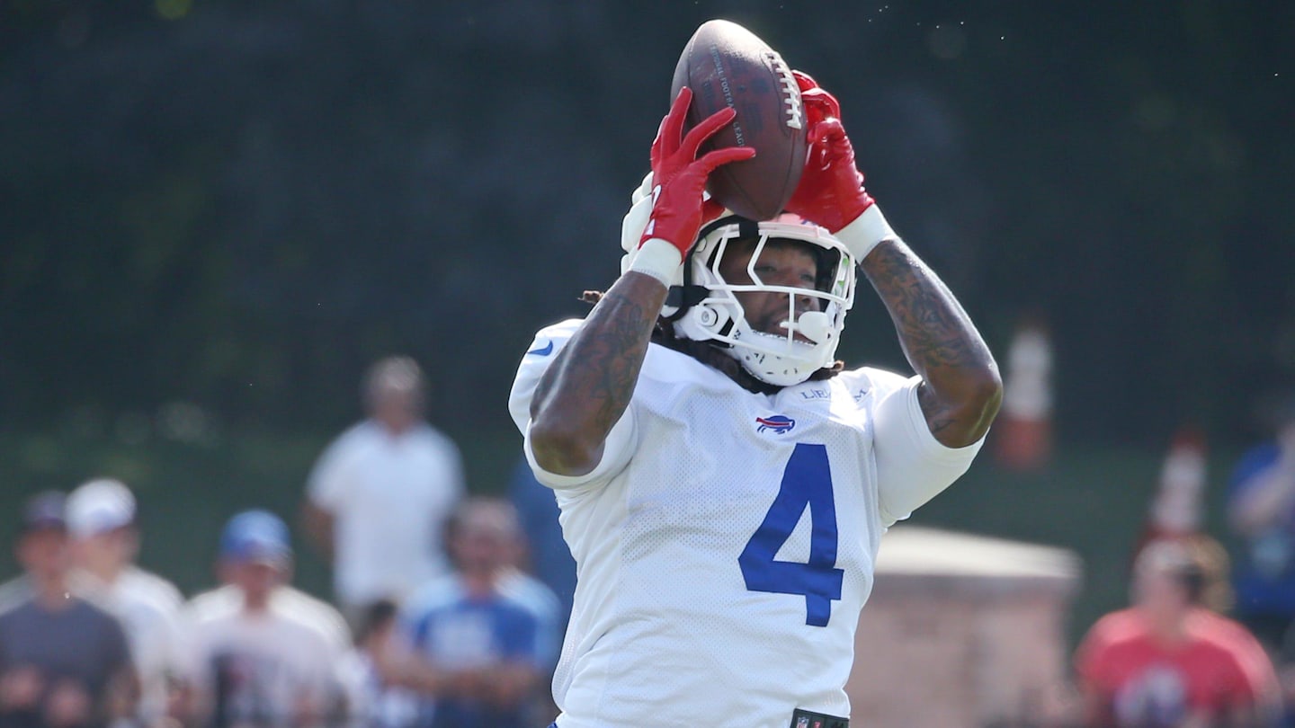 Buffalo Bills' running back James Cook sitting out at practice on Sunday
