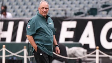 Philadelphia Eagles defensive coordinator Vic Fangio before a game against the Atlanta Falcons at Lincoln Financial Field.