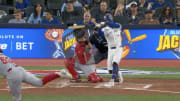 Toronto's Ernie Clement somehow turned this eye-level pitch into a home run.