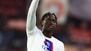 El Chadaille Bitshiabu, défenseur du Paris Saint-Germain