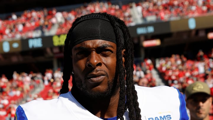 Davante Adams of the Los Angeles Rams on the sidelines