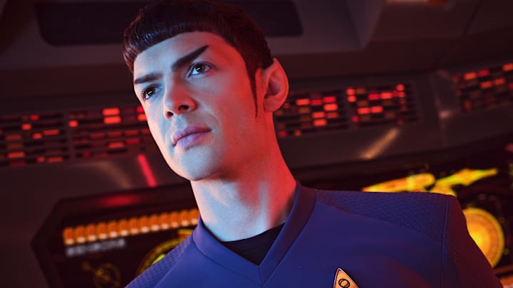 Pictured: Ethan Peck as Spock of the Paramount+ original series STAR TREK: STRANGE NEW WORLDS. Photo Cr: James Dimmock/Paramount+ ©2022 CBS Studios Inc. All Rights Reserved.