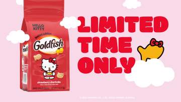 Hello Kitty Gets a ‘Supercute’ Goldfish Cracker for its 50th Anniversary. Image Credit to Goldfish. 
