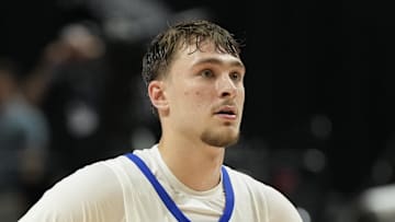 Dallas Mavericks forward Cooper Flagg looks on against the Los Angeles Lakers.