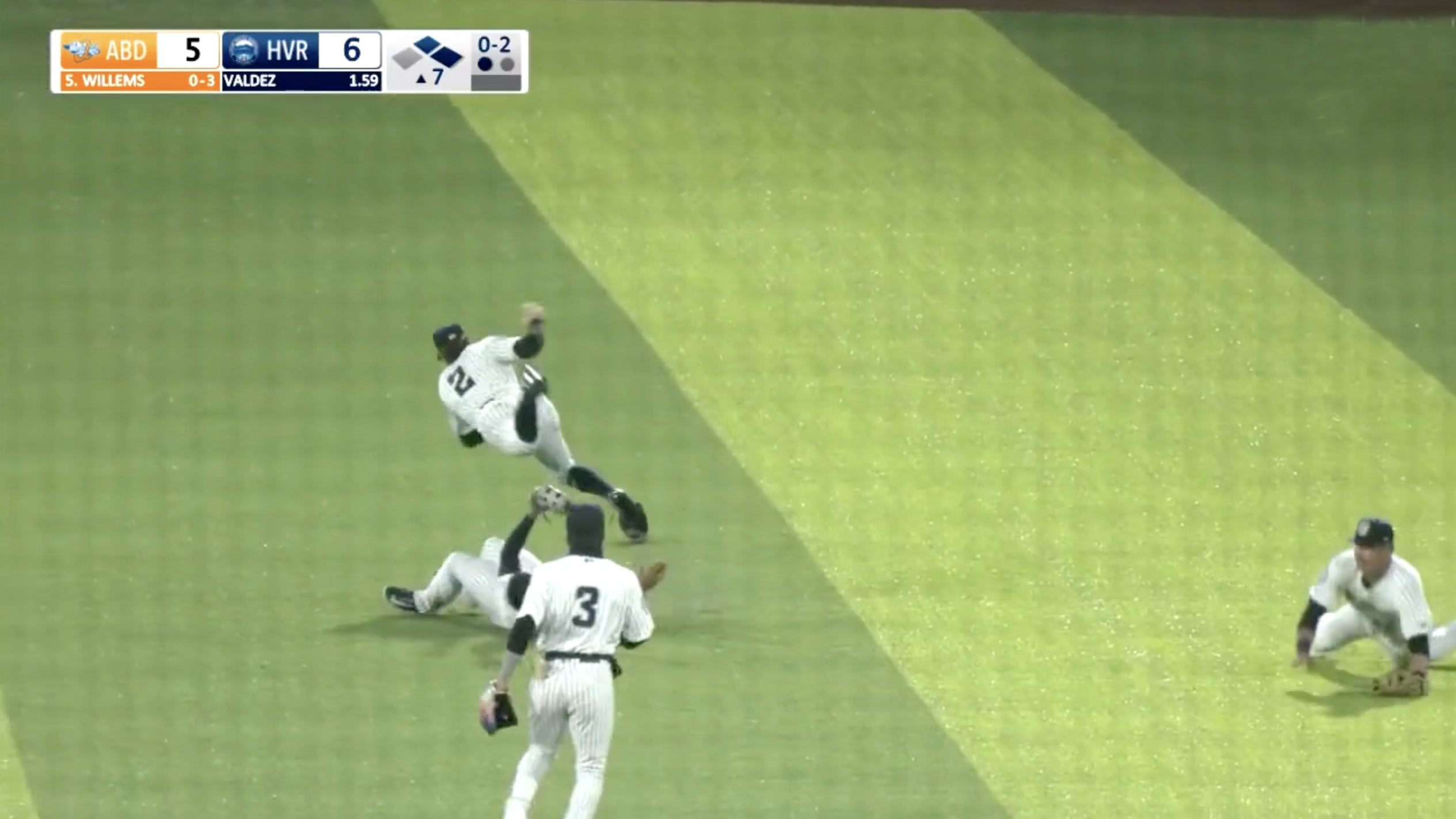 Screenshot from video of Roc Riggio making a diving catch