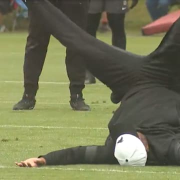 Falcons coach Raheem Morris did not have much luck in press coverage against Drake London.