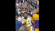 Los Angeles Lakers' Bronny James claps back at a heckler on March 14, 2025.
