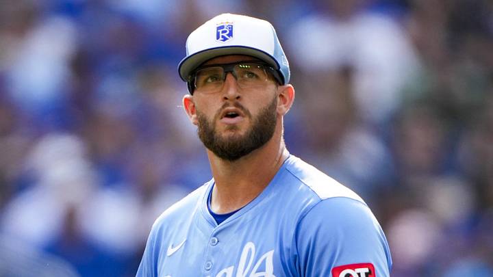 Aug 2, 2025; Toronto, Ontario, CAN; Kansas City Royals pitcher Noah Cameron (65) walks to the dugout after being relieved during the seventh inning against the Toronto Blue Jays at Rogers Centre. Mandatory Credit: Kevin Sousa-Imagn Images