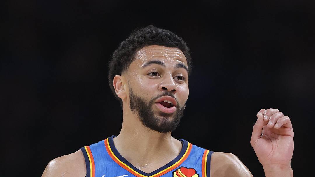 Mar 9, 2026; Oklahoma City, Oklahoma, USA; Oklahoma City Thunder guard Ajay Mitchell (25) talks to the bench after a play against the Denver Nuggets during the second quarter at Paycom Center. Mandatory Credit: Alonzo Adams-Imagn Images
