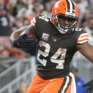 Browns running back Nick Chubb scores a second-half touchdown against the Bengals Monday, Oct. 31, 2022, in Cleveland.

Brownsbengalsmnf 26