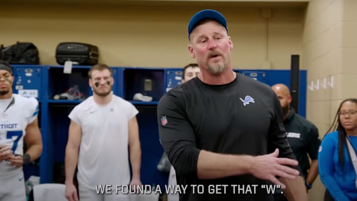 Dan Campbell gave another great locker room speech after the Lions’ latest win. Dan Campbell gave another great locker room speech after the Lions’ latest win.