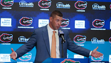 New UF head football coach Jon Sumrall speaks during a press conference at the James W. “Bill” Heavener Football Training Center in Gainesville, FL on Monday, December 1, 2025. [Alan Youngblood/Gainesville Sun]