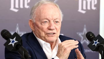 Dallas Cowboys owner Jerry Jones speaks to the media at a press conference at the Star. 