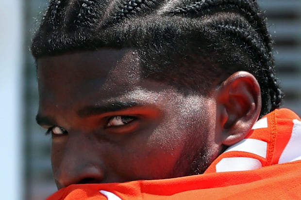 Cleveland Browns quarterback Shedeur Sanders heads inside after practice at NFL minicamp, Wednesday, June 11, 2025, in Berea,