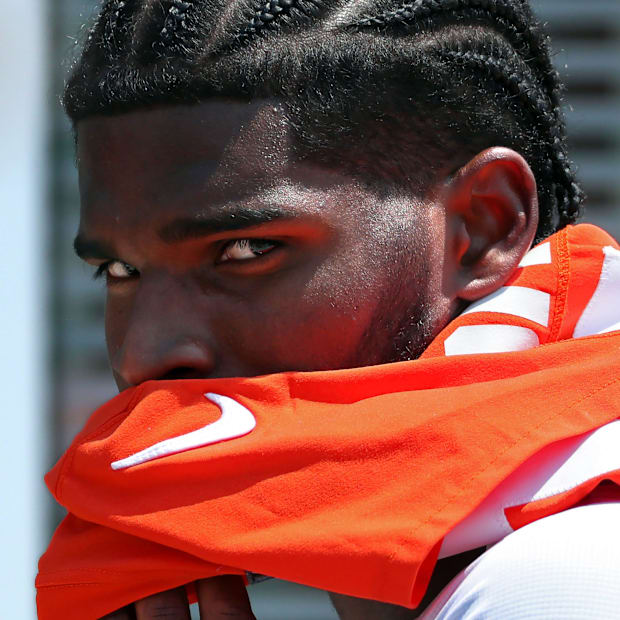 Cleveland Browns quarterback Shedeur Sanders heads inside after practice at NFL minicamp, Wednesday, June 11, 2025, in Berea,