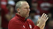 Indiana Hoosiers coach Darian DeVries against the Alabama A&M Bulldogs at Simon Skjodt Assembly Hall. 