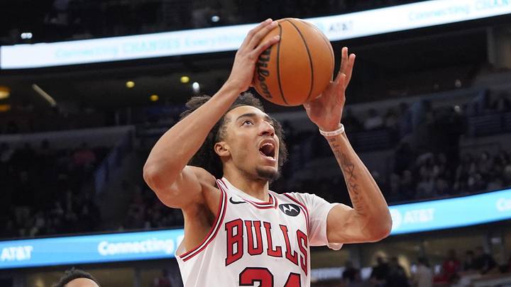 Oct 16, 2025; Chicago, Illinois, USA; Minnesota Timberwolves guard/forward Terrence Shannon Jr. (1) defends Chicago Bulls forward Noa Essengue (24) during the second half at United Center. Mandatory Credit: David Banks-Imagn Images