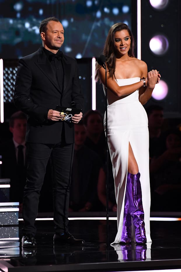 Donnie Wahlberg and Hailee Steinfeld present Best Country Album during the 60th Annual Grammy Awards at Madison Square Garden