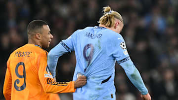 Kylian Mbappé et Erling Haaland lors de Manchester City - Real Madrid.